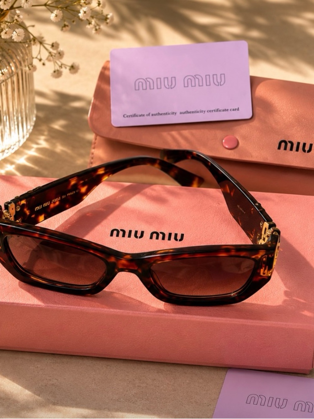 Miu Miu Tortoiseshell Oversized Square Sunglasses - Brown - Picture 3 of 6